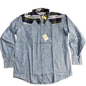 Vtg 1970s Woolrich Flannel Pearl Snap XL Rockabilly Western Retro #6004 Shirt
